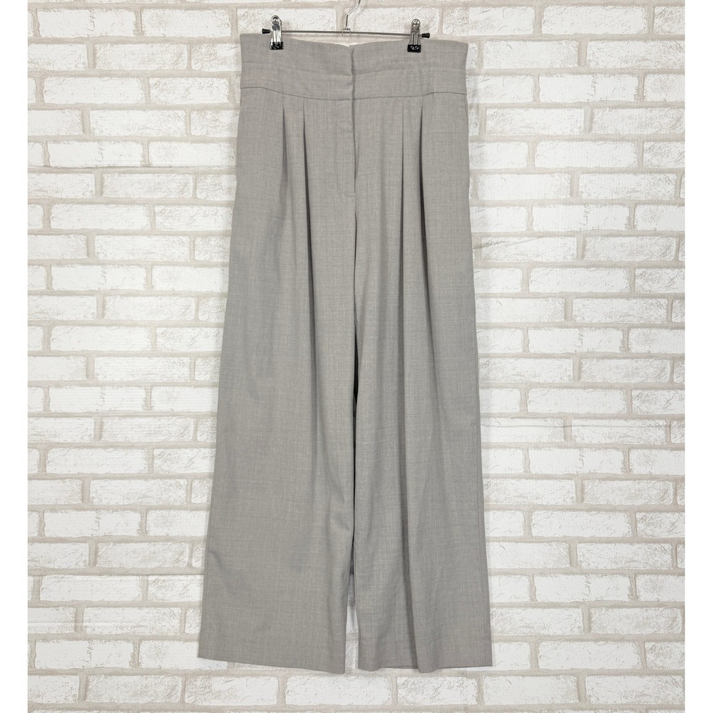 Aritzia Babaton Wide Leg Pants Trousers 10 Gray Wool Blend Career Minimalist